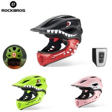 ROCKBROS Kids Bike Helmet Adjustable Detachable Full Face Helmet w/Safety Lights