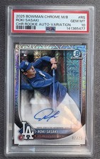 2025 Bowman Roki Sasaki Image Variation /25 Auto PSA 10 Pop 1