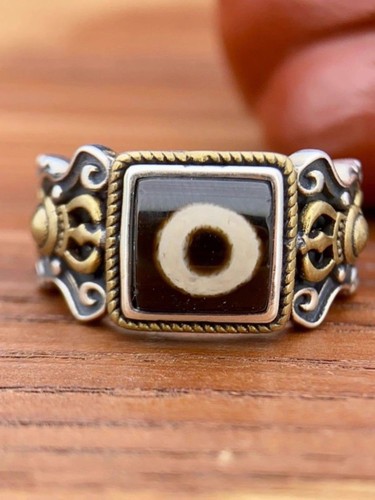 Silver Plated Tibetan Style Adjustable Ring Unisex Vintage Tribal Jewelry - Picture 7 of 7