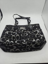 Coach Signature Jacquard Patent Trim Shoulder Tote H1261-F19675 - Pre-Owned