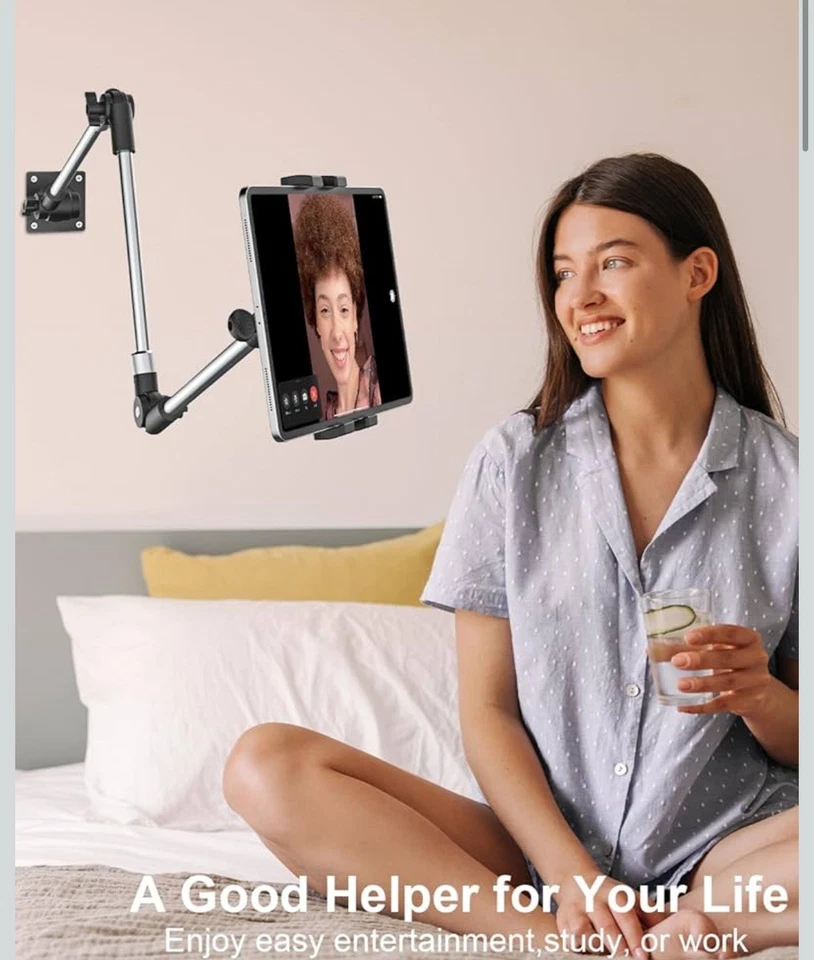 Wall Tablet Mount Phone Holder 360 Rotation GoPro Insta360 35in Long Metal Arm - Image 3 of 4