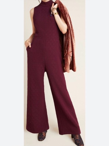 Anthropologie Charley Mock Neck Wide Leg By Eva Franco Plum Size Large