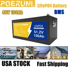 48V 100A LiFePO4 Lithium Battery 48V 5120Wh Deep Cycle BMS for Solar RV Marine