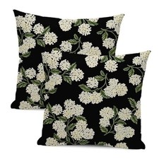 Spring Hydrangea Flowers Pillow Covers 18x18 Inch Set 18" x 18" Pack of 2 D2