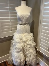 White By VERA WANG Ivory Drop Waist Wedding Dress Size 10