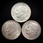 90% Silver - 1964 Roosevelt Dime - 3 Dimes - Circulated Condition - 05-3