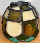 True Vintage Antique Small Stained Leaded Glass Lamp Shade 4x5"  4.5" at opening