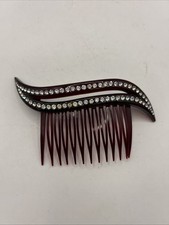 Vintage GOODY Tortoiseshell Rhinestone 4.5" Hair Comb Pick art deco style