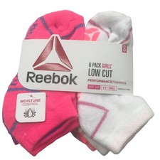 6 Pack Reebok Girl's Low Cut Socks Assorted Colors Size Small Shoe 4-8 New