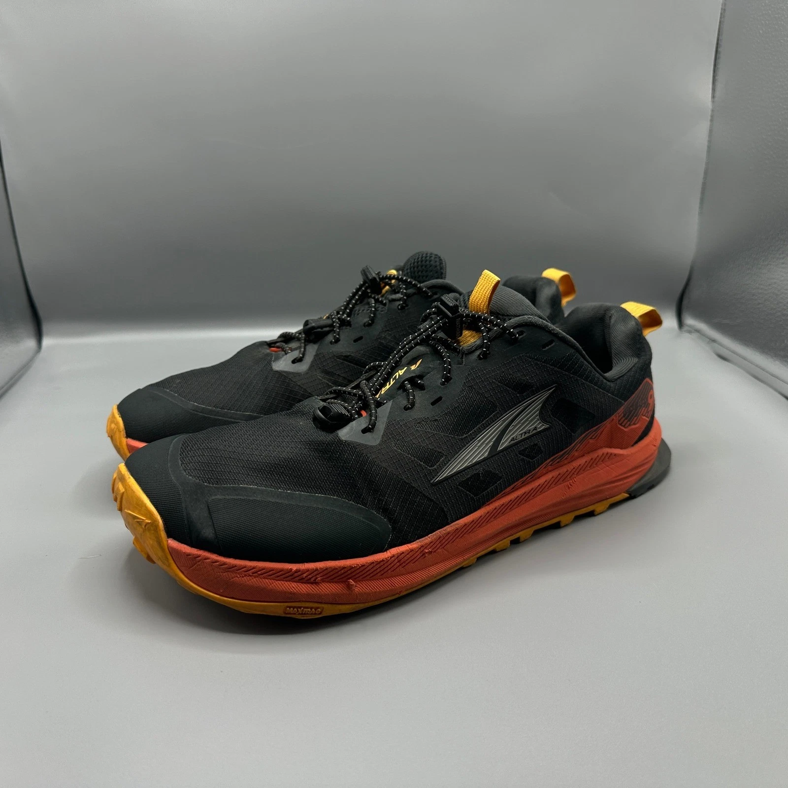 Altra Lone Peak 9 Mens 11.5 Trail Running Shoes Black Orange AL0A85PG061 Nathan
