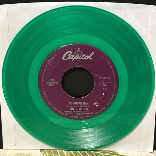 NM • The Beatles 'Nowhere Man' 1996 US Capitol  7" Jukebox Green Vinyl 45