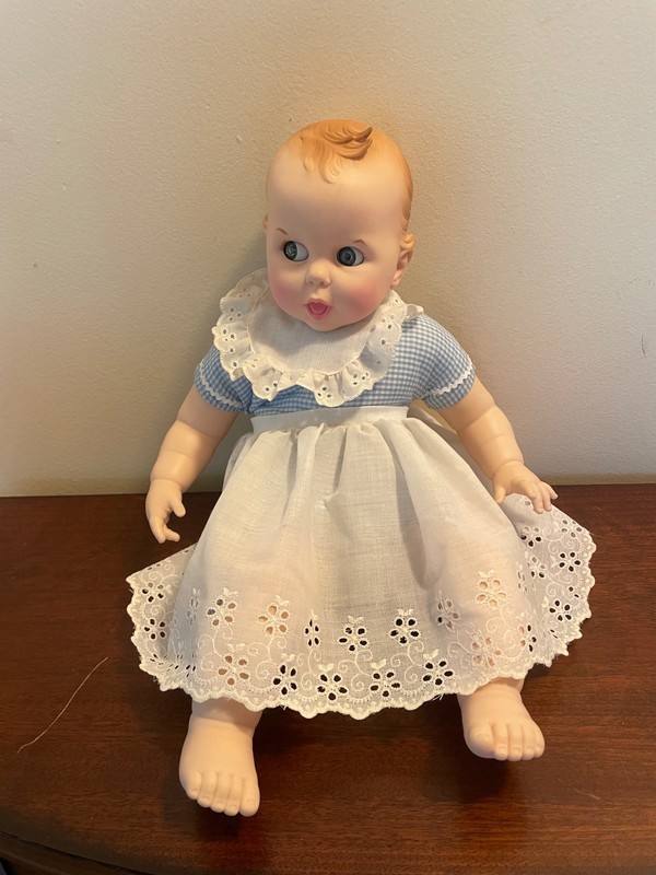Vintage Gerber 17" Baby Doll 1979 White Gingham 50th Anniversary Rolling Eyes