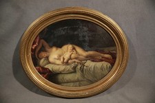 Sleeping Venus and Cupid 19th Century European Oval Painting