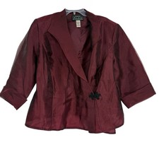 Alex Evenings Womens Jacket Plus 3X Burgundy Metallic Jewel Elegant Luxury Party