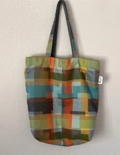 Sunbrella Tote Bag Multicolor Canvas Geometric Print Reusable Shopper
