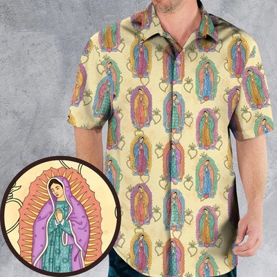 Pattern of Virgin of Guadalupe Hawaiian Shirt Men's Tropical Hawaiian Shirt Appa
