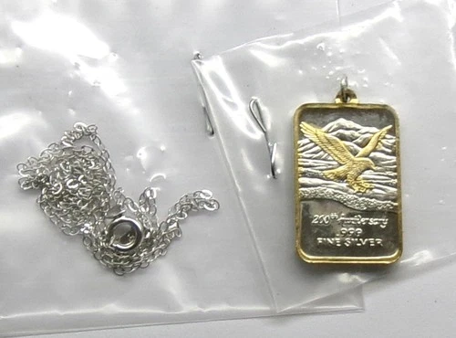 200th Anniv American Eagle Ingot 5 Grams .999 Fine Silver (Gold Highlighted)