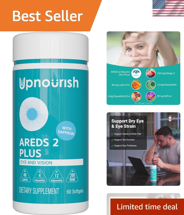 AREDS 2 Eye Vitamins - Zinc-Free Lutein & Antioxidants for Vision Clarity