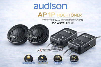 Audison AP 1P Hochtöner Tweeter 25 mm mit Kabelweichen, 150 Watt, 1 Paar