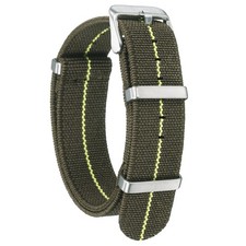 Elastic Nylon Watch Band 18mm Waterproof One-Piece Watch Strap, Green/Yellow