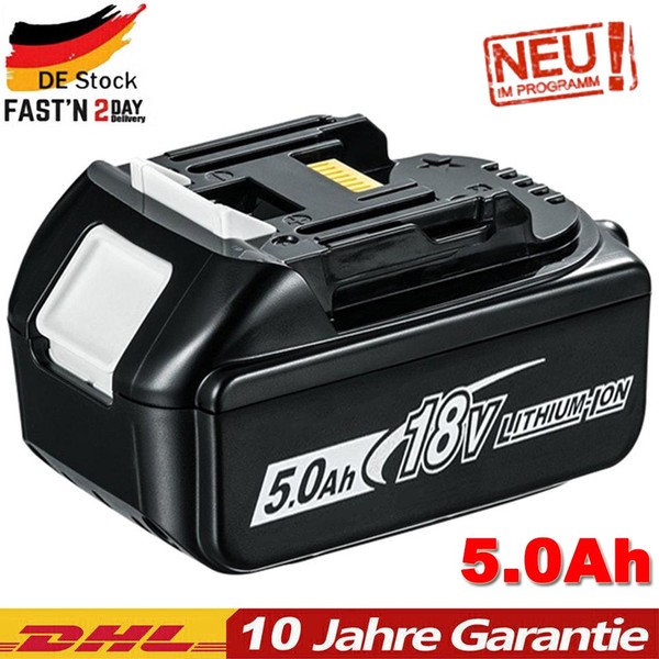 FüR Makita Li-Ion Akku Schiebeakku 18 V 5,0Ah BL1850B Ladestandsanzeige Original-image