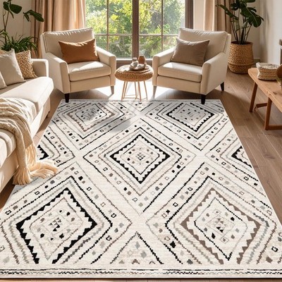 Ozark Bohemian Geometric Diamonds Slate Large Indoor Area Rugs Or Runner Rug