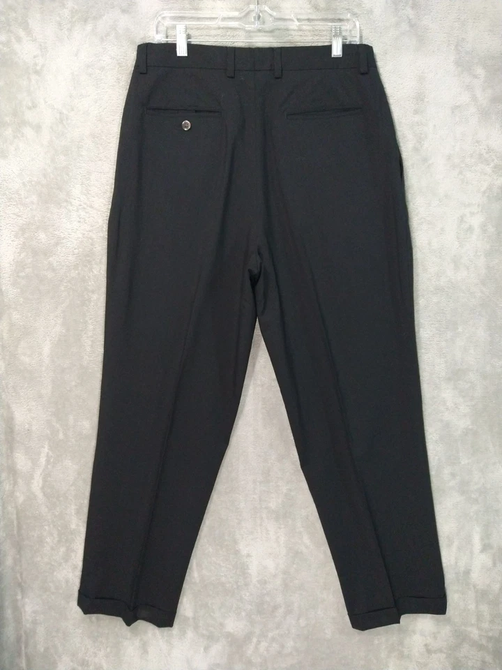 Pantalones de golf Callaway para hombre 34x30 negro lana pierna cónica plisada pantalón vintage Foto 2 de 4