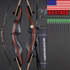 62" Archery Takedown Hunting Recurve Bow 25-50lb Arrows Target Shooting Practice