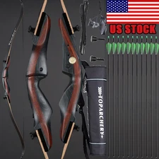 62" Archery Takedown Hunting Recurve Bow 25-50lb Arrows Target Shooting Practice