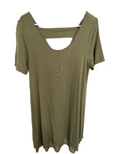 Soft Surroundings Dress Small Green T-Shirt Layered Hem Short Sleeve Sz Medium