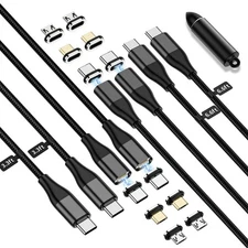 YKZ 4-Pack Magnetic 3-in-1 USB C Cable, 60W Fast Charger, 3.3 & 6FT iProduct