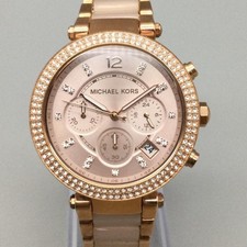 Michael Kors Parker Women Watch MK-5896 Rose Gold Tone BOX New Battery 7.25"