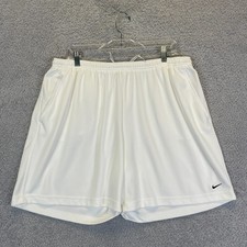 Vtg Nike Court Tennis Shorts Men's XL White Dri-FIT Swoosh Drawstring 9" Inseam
