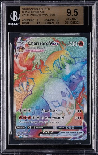2020 POKEMON CHAMPIONS PATH SECRET #74 RAINBOW FULL ART CHARIZARD VMAX BGS 9.5
