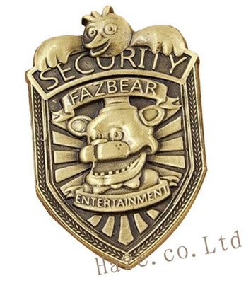 2 Zoll FNAF Five Nights at Freddy's Fazbear Sicherheitsabzeichen Pin Silber Abzeichen (D)