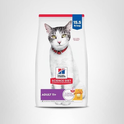 Senior Adult 11+ Chicken Recipe Dry Cat Supplies, 15.5-lb bag
