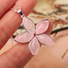 Elegant Silver Plated Large Flower Pendant Necklace, Female Party Holiday