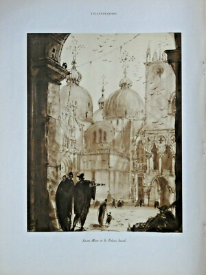 PHOTOGRAVURE DE PRESSE 1926 VENISE LA PLACE SAINT-MARC ET LE PALAIS DUCAL