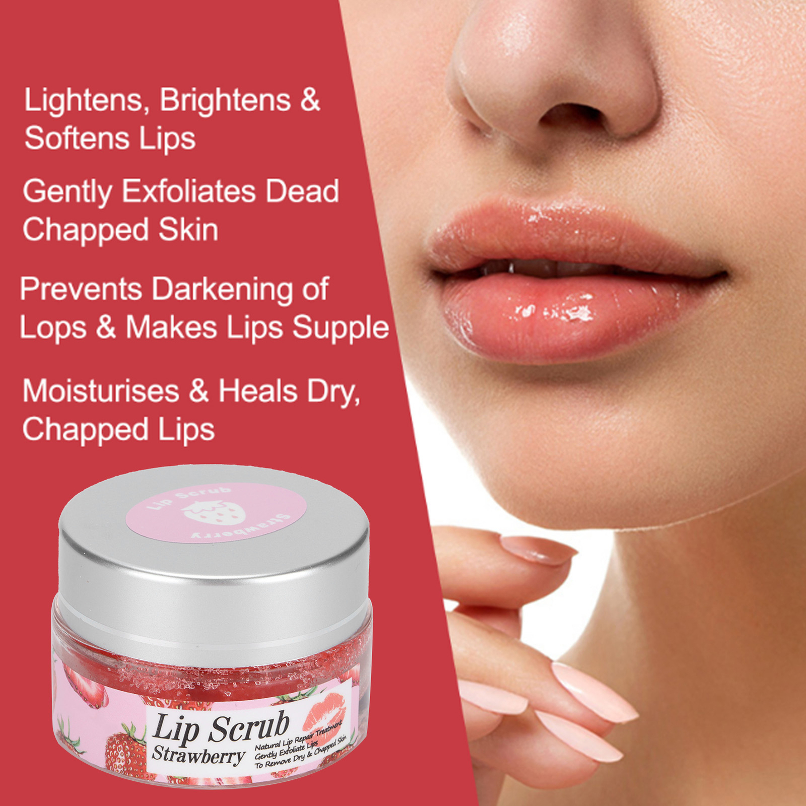 Lip Scrub Natural Gentle Overnight Strawberry Lip Care Mask For Dry And Crac L2S-image