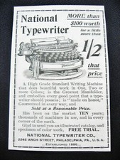 c1890s NATIONAL TYPEWRITER CO. Vtg Print Ad~Standard Writing Machine Art Graphic thumbnail