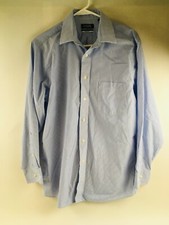 Chaps Shirt Men's Size 15.5 Blue White Stretch Button Up Striped Wrinkle Free