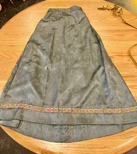 Handmade long Vintage pale sage green Maxi Skirt with trim.