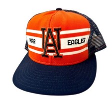 NOS 70's AJD Super Stripe Mesh TRUCKER Hat AU WAR EAGLES Battle Cry Snapback Cap