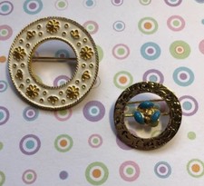  2 Gold Tone 7/8" & 1-1/4" Brooch Pins Jewelry XT-21