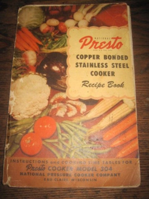 VTG 1950S PRESTO COPPER BONDED STAINLESS STEEL COOKER RECIPE BOOK Model 304-PBK