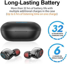 Bluetooth Wireless Earbuds Deep Bass Sound 38H Playtime IPX8 Waterproof Earph...