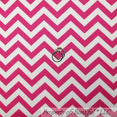 BonEful FABRIC FQ Cotton Quilt VTG Hot Pink Girl White CHEVRON Stripe Victorian
