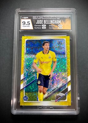 2020-21 Topps Chrome UEFA Jude Bellingham Yellow Mini Diamonds RC 