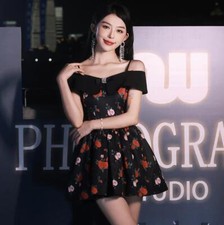 Trendy Chic Off Shoulder Diamante Flowers A-line Mini Gown Evening Party Dresse