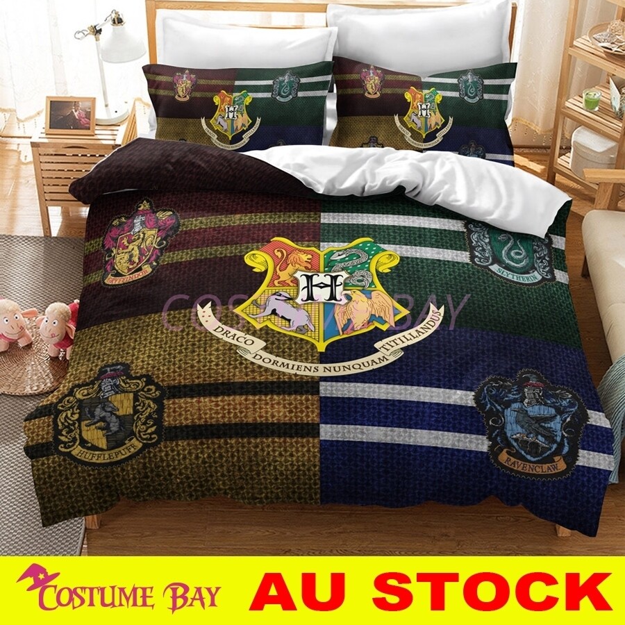 Harry Potter Quilt Duvet Cover Set for Double Queen Bed with Pillowcases-image